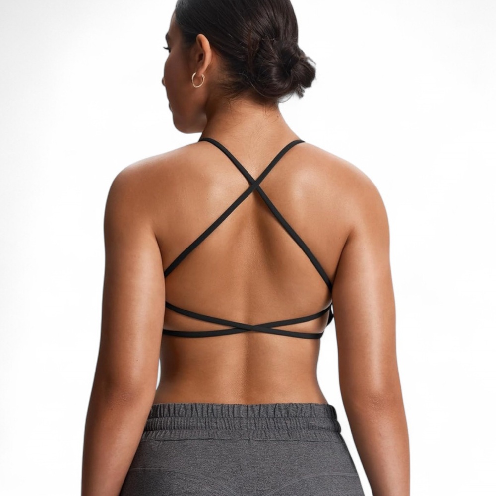 *SOLD* 
Black Strappy Sports Bra